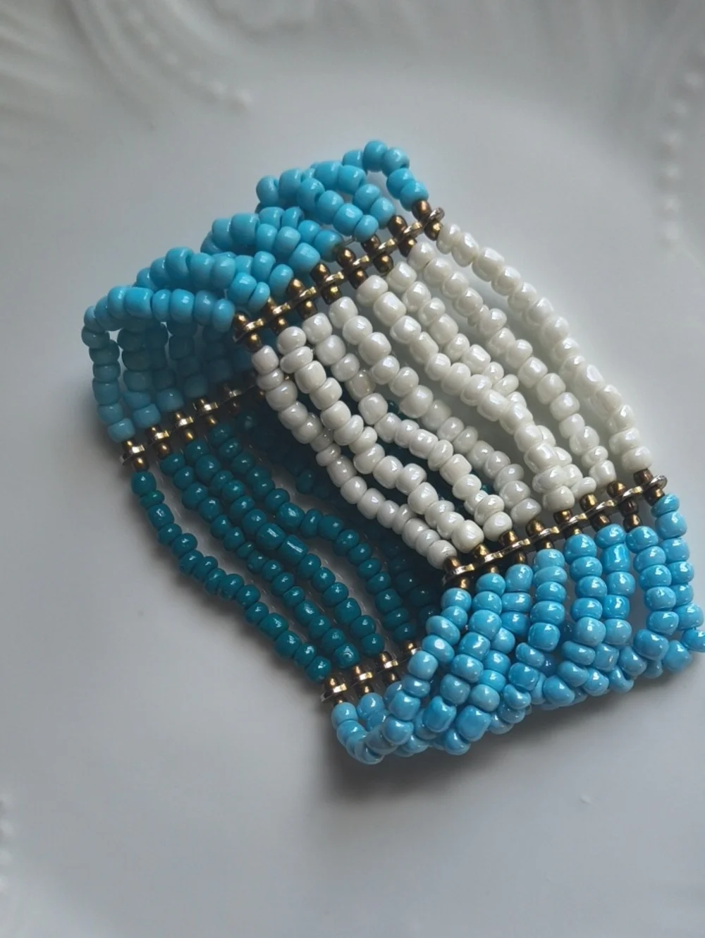 Wide Beaded Wrist Cuff 8 Strands Of Beads